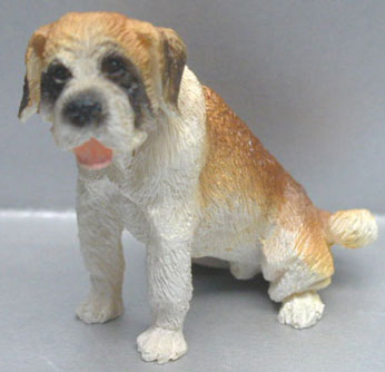 Dollhouse Miniature St. Bernard - Sable/White